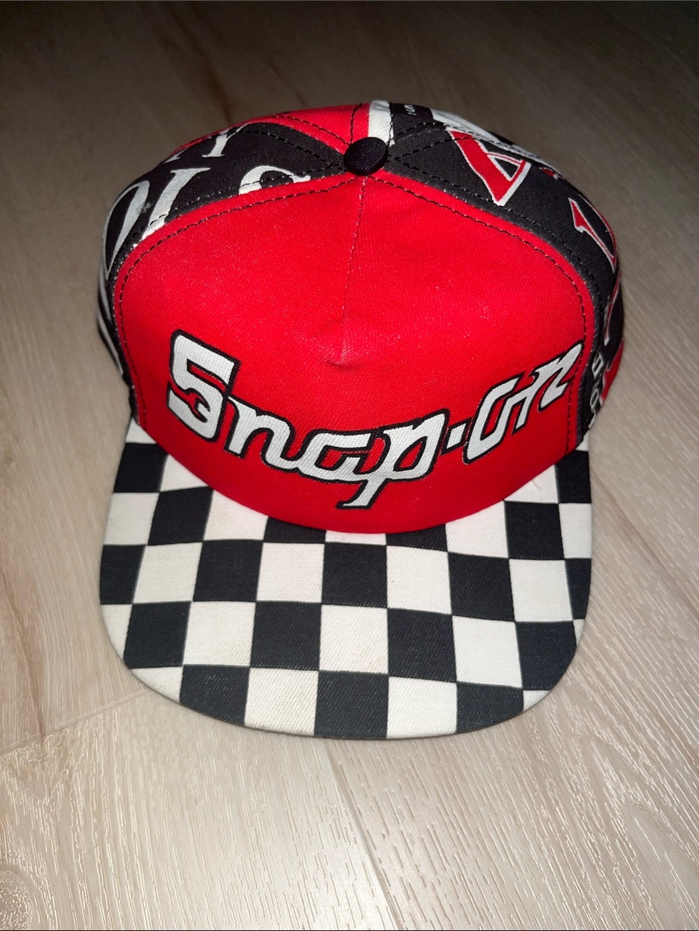 Vintage Snap-On Tools Checkerboard Racing Snapback Cap - Red, Black, White